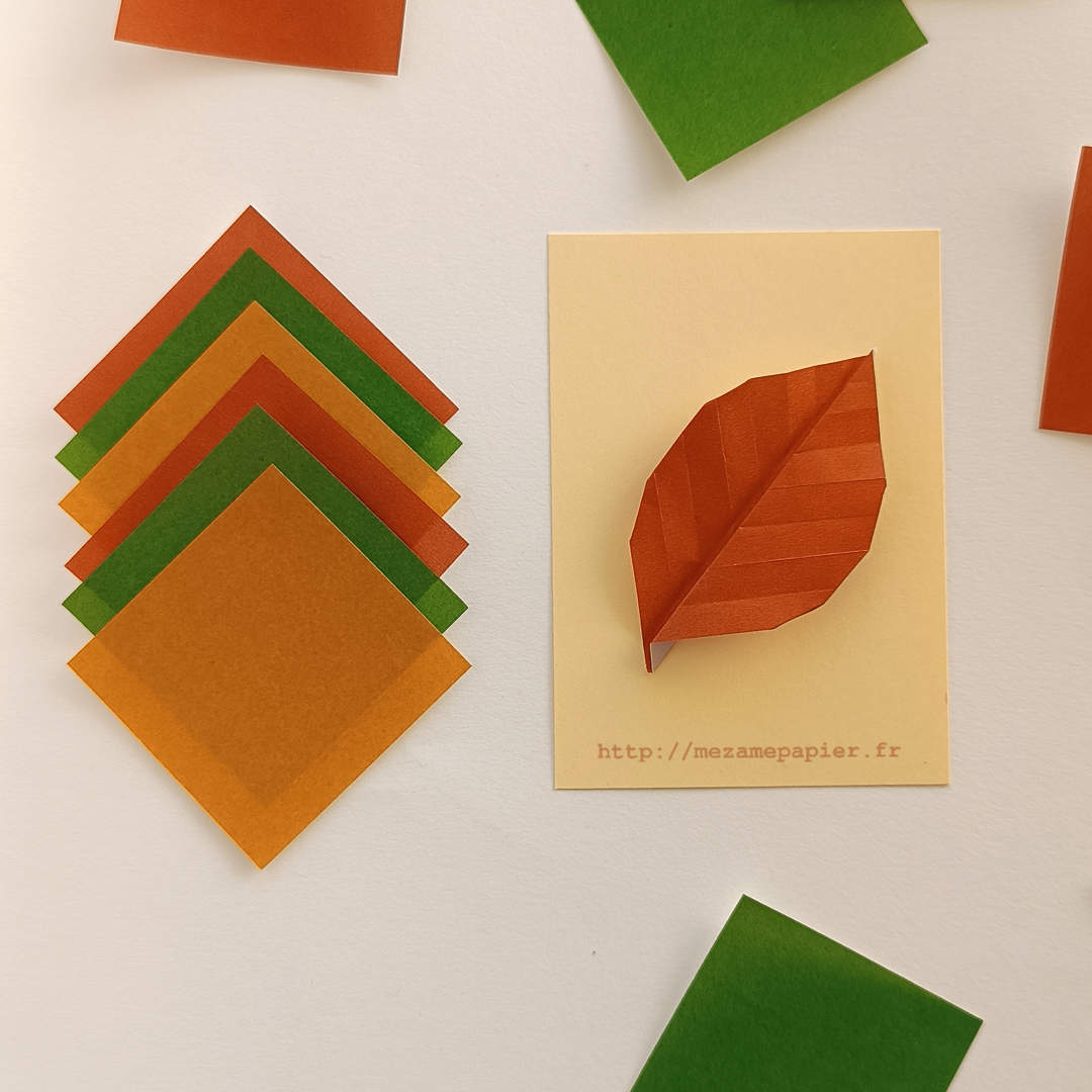 Pliage origami en forme de feuille d'automne
