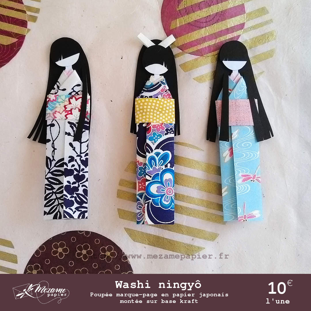 Marque page origami poupées washi en papier japonais de Witchpaper