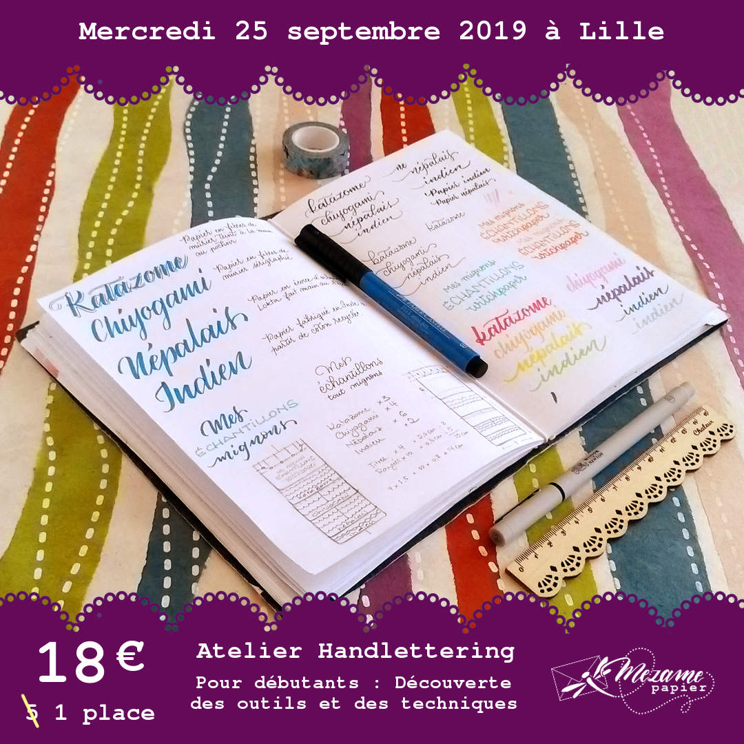 Atelier de handlettering à Lille le 25 septembre 2019